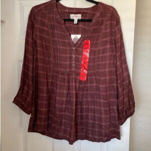 Wrangler Women's Maroon Plaid Blouse